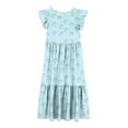 thumbnail image 4 of Jgppe Maxi Dress for Girl Summer Spring Pleated Ruffle Sleeve A-Line Casual Sundress 6-13 Years, 4 of 5