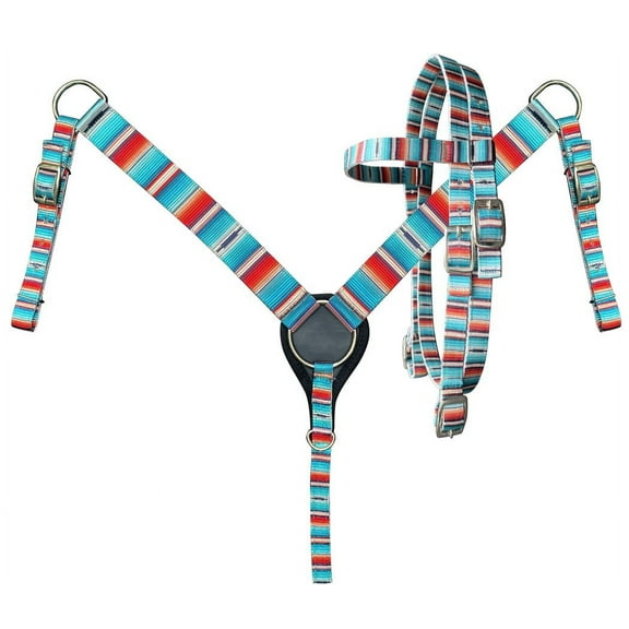 Showman Pony Serape Print Nylon Headstall & Breast Collar Set