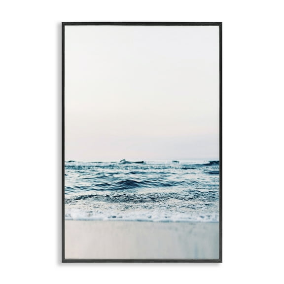 Stupell Industries Subtle Beach Waves Coastal Photography Black Framed Art Print Wall Art, 12 x 18