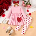 thumbnail image 2 of Toddler Outfits For Girls 6 Long Sleeve Valentine's Day Sequin Pullover Tops Heart Prints Pants Headbands Outfits Cute Fall Spring Sets 12-18 Months, 2 of 5