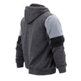 thumbnail image 3 of Boy’s Soft Sherpa Lined Two Tone Quilted Juniors ZipUp Fleece Hoodie Kids Jacket (MSM-40-3 Heathered Black, S(8) ), 3 of 6