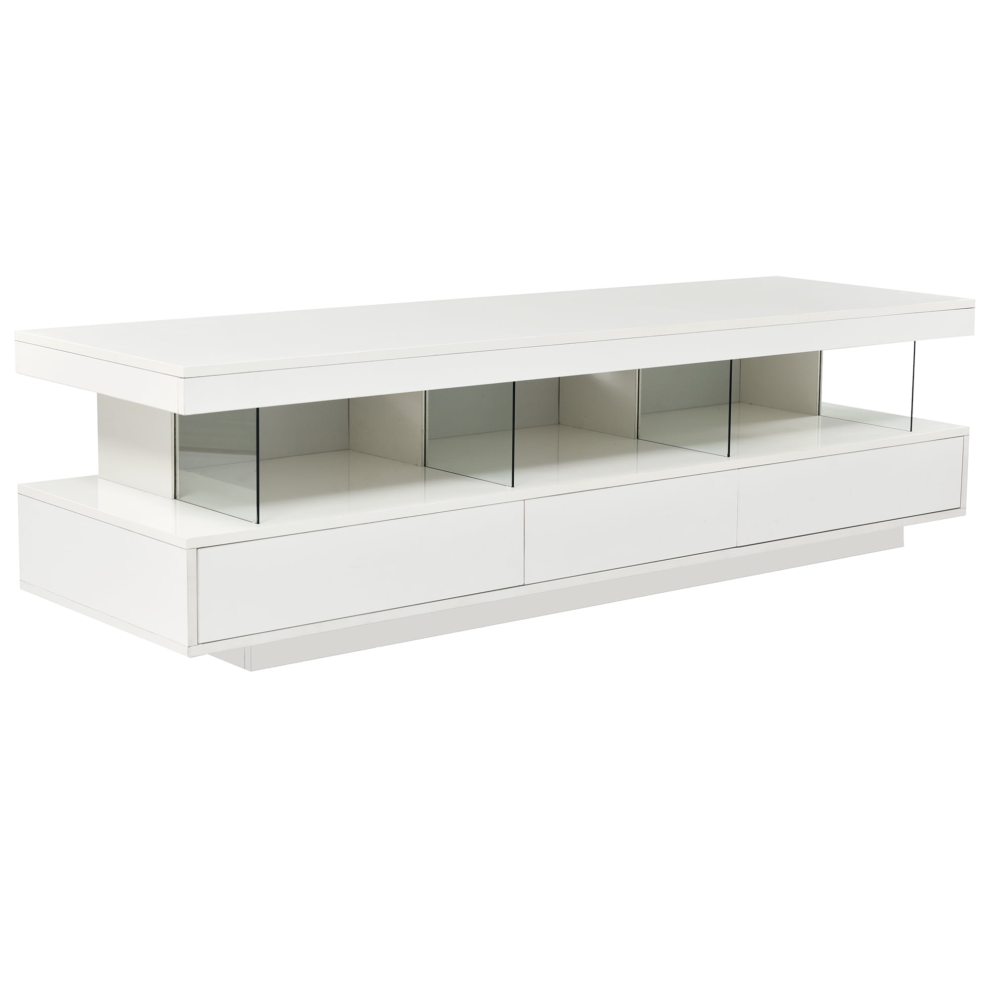 Aukfa LED TV Stand for TVs up to 70" - High Glossy TV Cabinet with Storage for living Room - Black