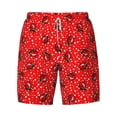 thumbnail image 4 of Lsque Mens Swim Trunks Red Ladybugs On White Dotted Pattern - Bathing Suit Compression Liner - Beach Swim Shorts Swimwear - (S-3XL) - Stretch Quick Dry -3X-Large, 4 of 9