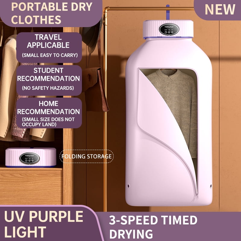 Eurhowing Portable Clothes Dryer, 600W Compact Electric Dryer Machine, Foldable Mini Dryer for Travel, RV, Apartment, Home Use, Purple