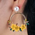 thumbnail image 4 of HSHDLDF Pearl Flowers and Geometric Stud Earrings for More Color for Teen Ladies (Yellow, 5.20), 4 of 6