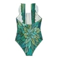 thumbnail image 2 of Girls Ruffle One Piece Swimsuit, Stretchy Fabric for Beach & Pool Activities Delicate Stained Glass Pattern, 2 of 8