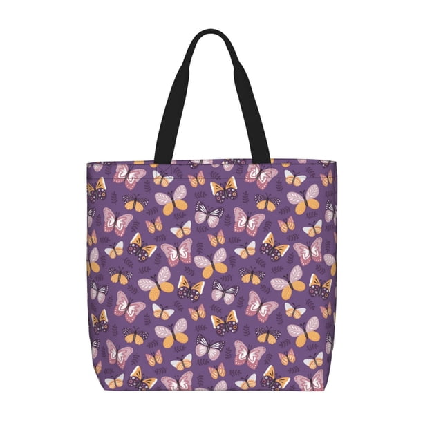 Easygdp Butterflies And Floral Bolsa Tote para Mujer, Bolso de Hombro para Trabajo, Playa, Viajes, Compras y Supermercado