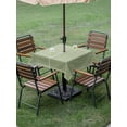 thumbnail image 3 of Outdoor Tablecloth with Umbrella Hole and Zipper, Cameo Green Retro Greek Key Square Table Cloth 60x60 Inch Waterproof Tablecloth, Geometric Greece Ancient Rustic Picnic Table Cover for Patio Camping, 3 of 7
