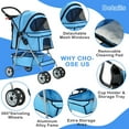 thumbnail image 4 of CL.HPAHKL Portable Pet Stroller with 4 Wheels, Easy Fold Stroller Travel Lightweight Jogger Stroller for Medium Small Dogs Cats All Terrain Dog Stroller with Cup Holder, Storage Basket, Blue, 4 of 7