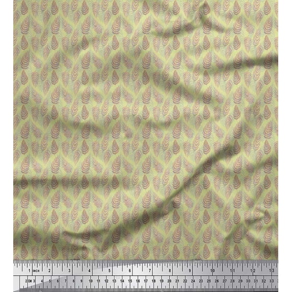 Soimoi Rayon Fabric Artistic Leaves Print Fabric by Yard 42 Inch Wide