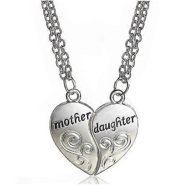 Collar con colgante de corazón de plata con forma de madre e hija, regalo para el día de la madre, para mujer --- Código de producto 45573