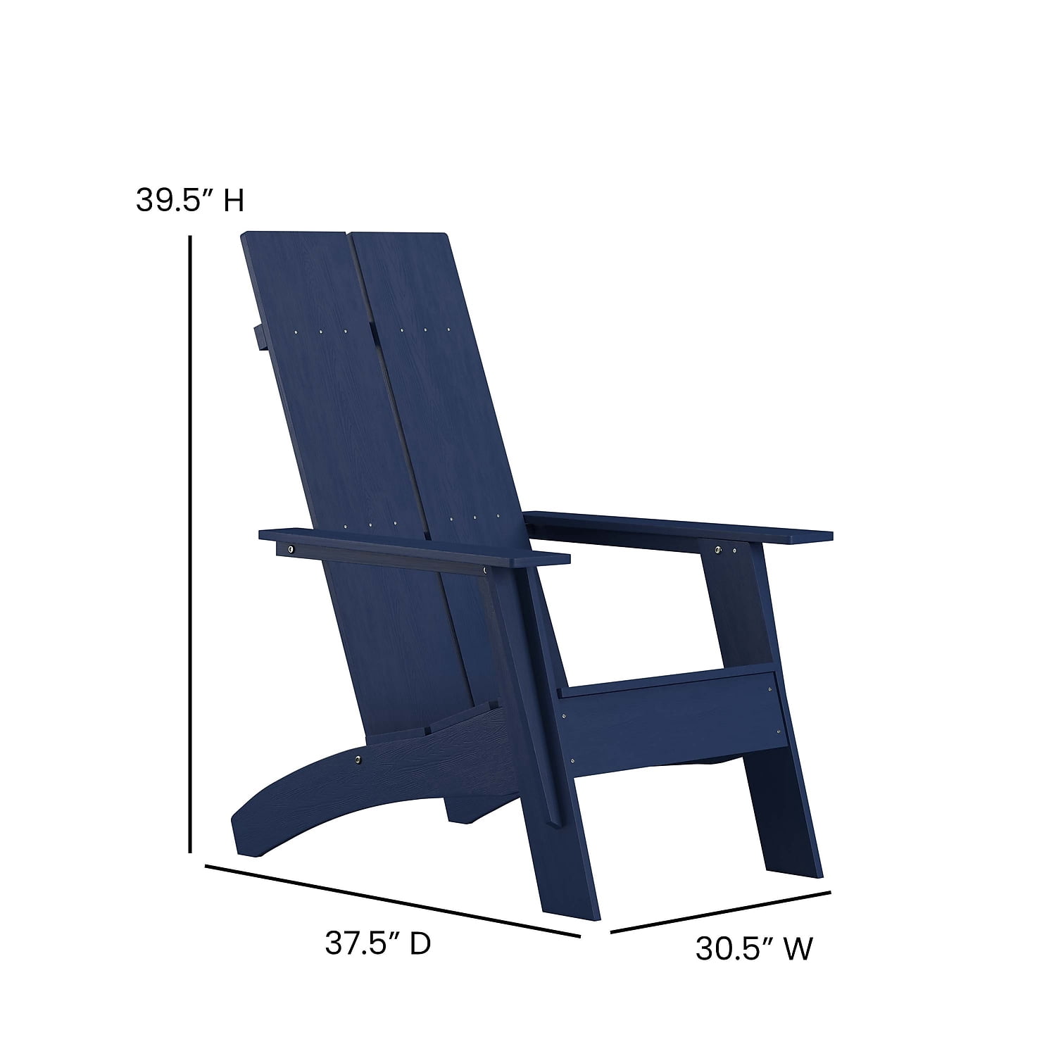 Flash Furniture Sawyer Poly Resin Wood Adirondack Chair - Navy (Set of 4)