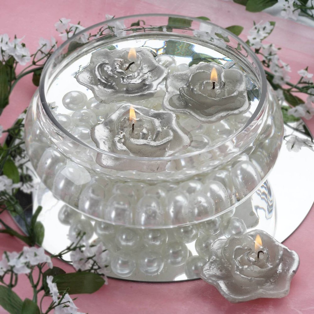 Efavormart Set of 4 Unscented Floating Rose Candle for Wedding Party