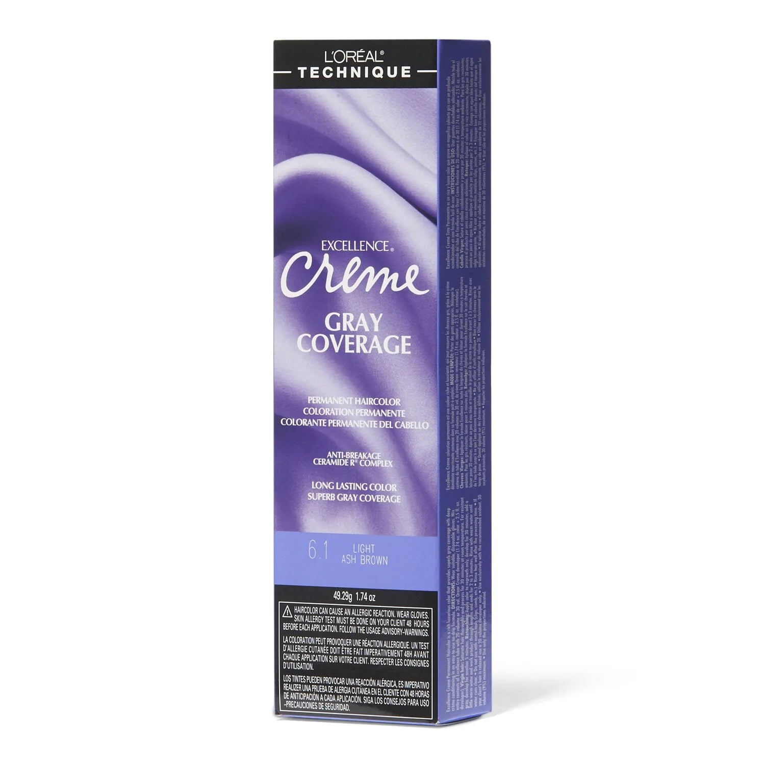 L Oreal Excellence Creme Gray Coverage Permanent Hair Color Light Ash Brown 6.1 1.74 oz