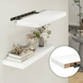 thumbnail image 5 of 24 inch Floating Shelves for Wall,9.3 inch deep White Wood Shelves with Invisible Brackets,Wall Mounted Storage & Display Shelves for Bedroom,Living Room,Set of 2, 5 of 14