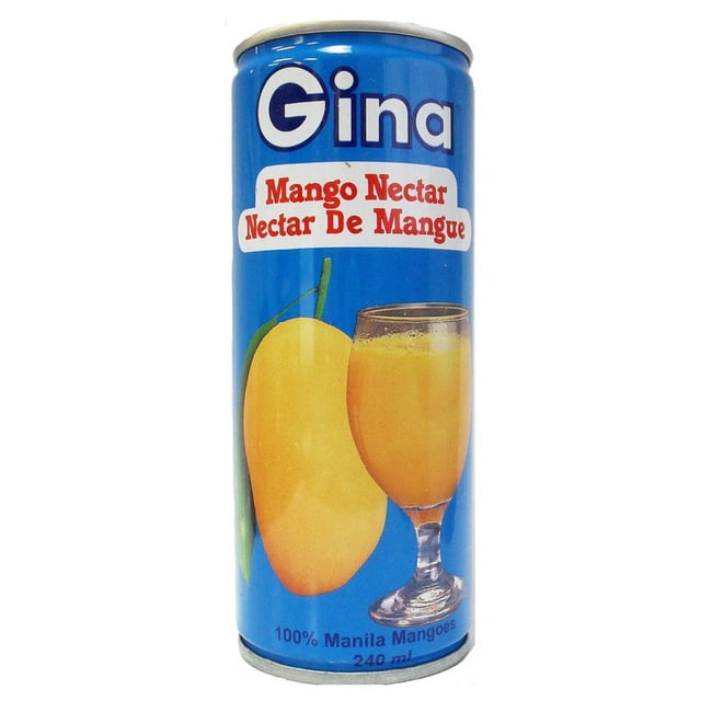 Gina Mango Nectar 240 ml par canette, jus de mangue, véritable purée de mangue