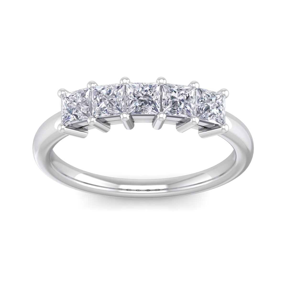 SuperJeweler 1 Carat Princess Shape Diamond Wedding Band In 14 Karat White Gold
