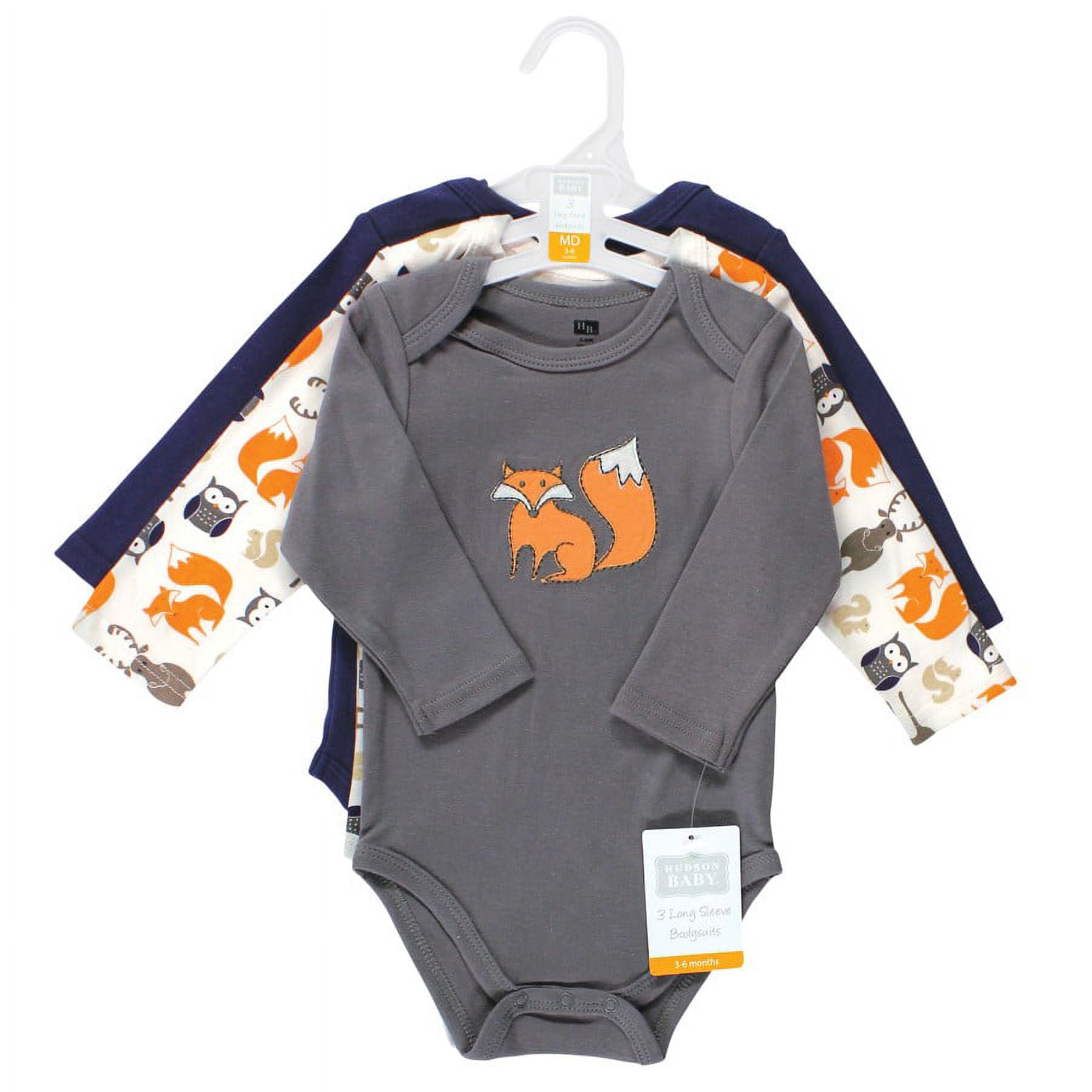 Hudson Baby Cotton Long-Sleeve Bodysuits, 3- Pack, Newborn- 24 Months