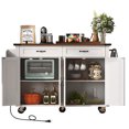 thumbnail image 3 of Euroco Farmhouse Kitchen Island with Power Outlet, Kitchen Storage Island with Drop Leaf, Spice Rack and Drawers, Rolling Kitchen Cart with Wheels, Black, 3 of 26