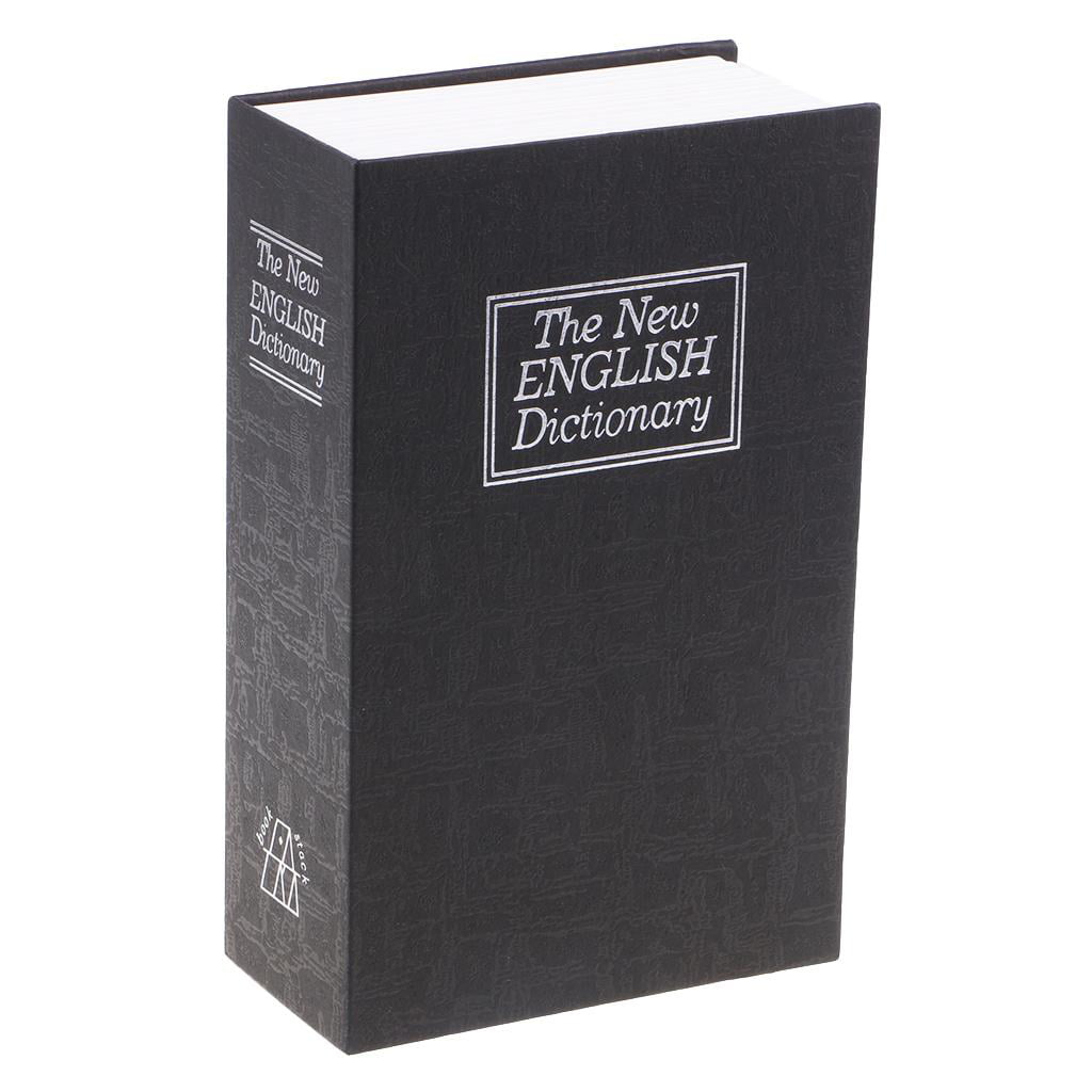 Large Black Dictionary Hollow Book Safe Diversion Secret Stash Lock & Key 