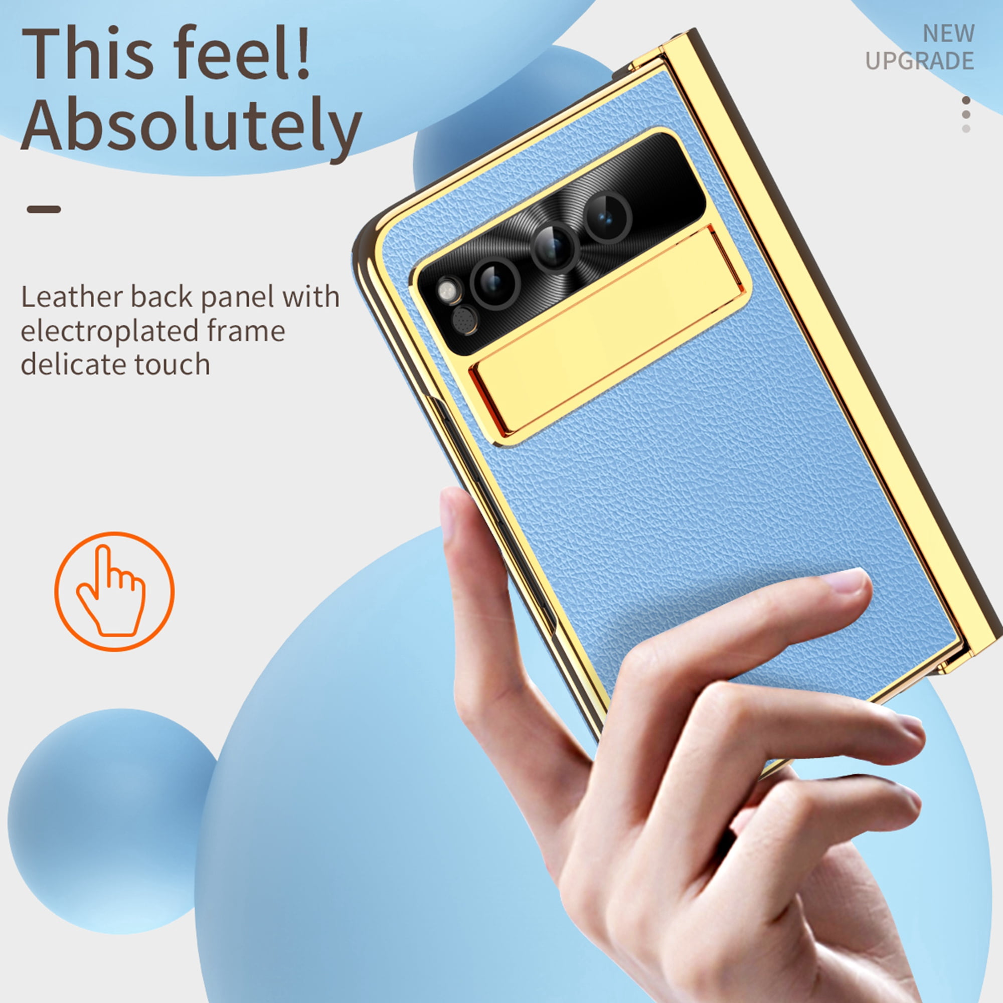 Dteck for Google Pixel Fold Case with Built-in Tempered Glass Screen Protector, Full Body Hinge Protection Shockproof Case with Pen Slot for Pixel Fold, Blue
