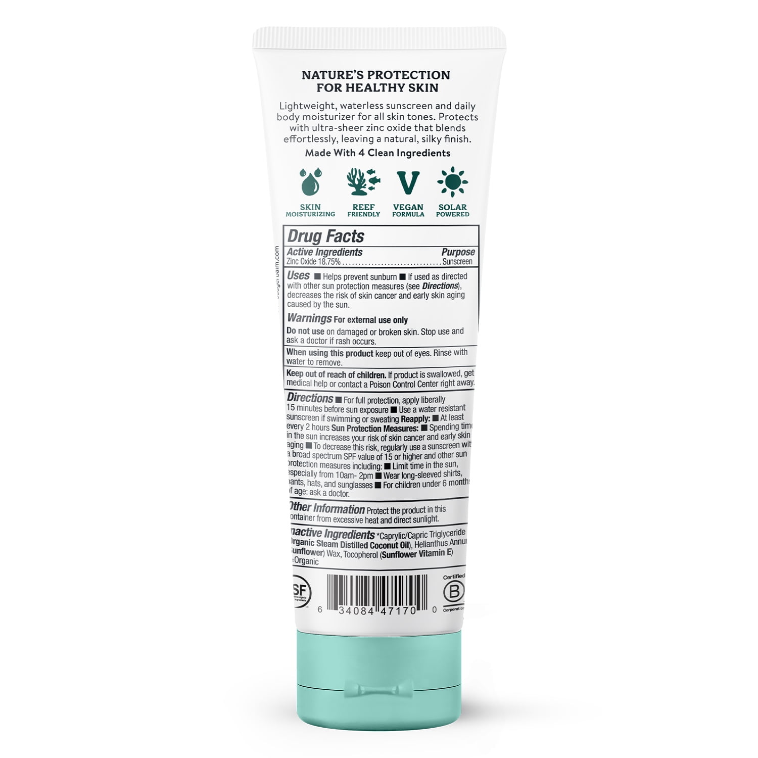 Badger Sheer Zinc Mineral Daily Sunscreen SPF 30, Non-Greasy, 4 fl oz