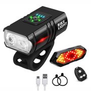 Kieccall 1000 Lumens Bike Headlight Rear Turn Signal Set USB Rechargeable 1200mAh Bluetooth Remote Light