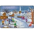 thumbnail image 4 of SKYSONIC Winter Village Landscape Non-Slip Area Rug, Cute Snowman Floor Carpet Comfort Floor Mats Decor for Indoor Front Porch,Living Room, Bedroom,Kitchen,72"x48", 4 of 5