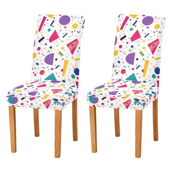 Yayeee 2 Pack Dining Chair Covers Stretch Parson Chairs Slipcovers Seat Protector, Retro Round