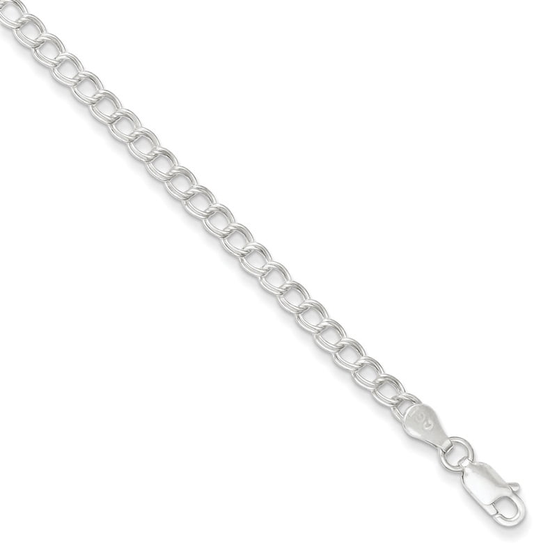 Sterling Silver 7inch Polished Double Link Charm Bracelet