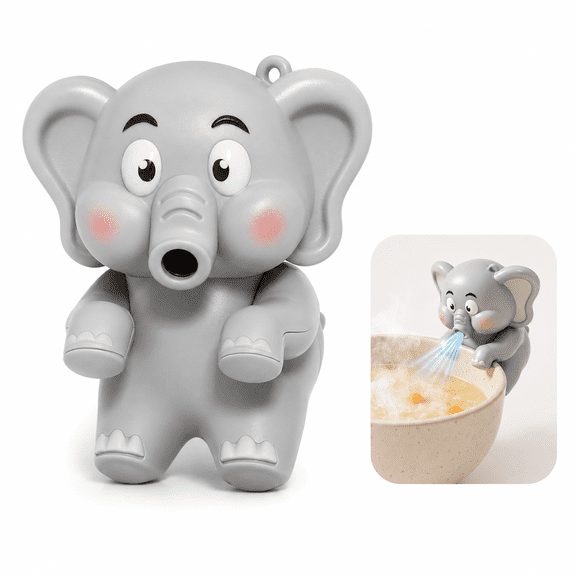 KUKKI Clip-On Food Cooling Fan for Cup and Bowl, 3-Speed USB Rechargeable, Cute Elephant or Dinosaur Coffee Chiller for Soup, Noodles and Hot Drinks