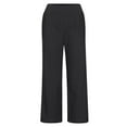 thumbnail image 4 of Aofany Women Casual Trousers Elastic Waist Solid Jeans Loose Wide Leg Long Pants, 4 of 8