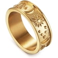 thumbnail image 1 of YAZI 8mm Moon Star Sun Statement Ring Stainless Steel Boho Jewelry for Women Men, 1 of 11