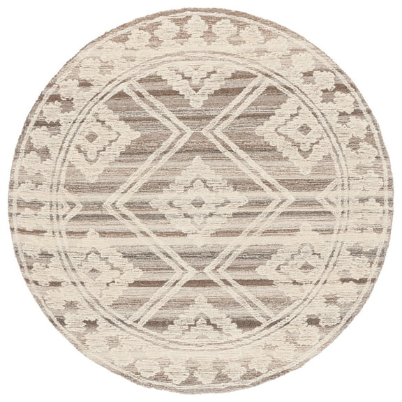 SAFAVIEH Kenya Rebeca Southwestern Area Rug, Brown/Ivory, 6' x 6' Round