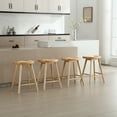 thumbnail image 3 of Guyou Backless Counter Stools Set of 4, 24 Inch Rustic Farmhouse Wooden Saddle Stools, Bar Stools for Kitchen Island Bar Bistro, Natural, 3 of 7