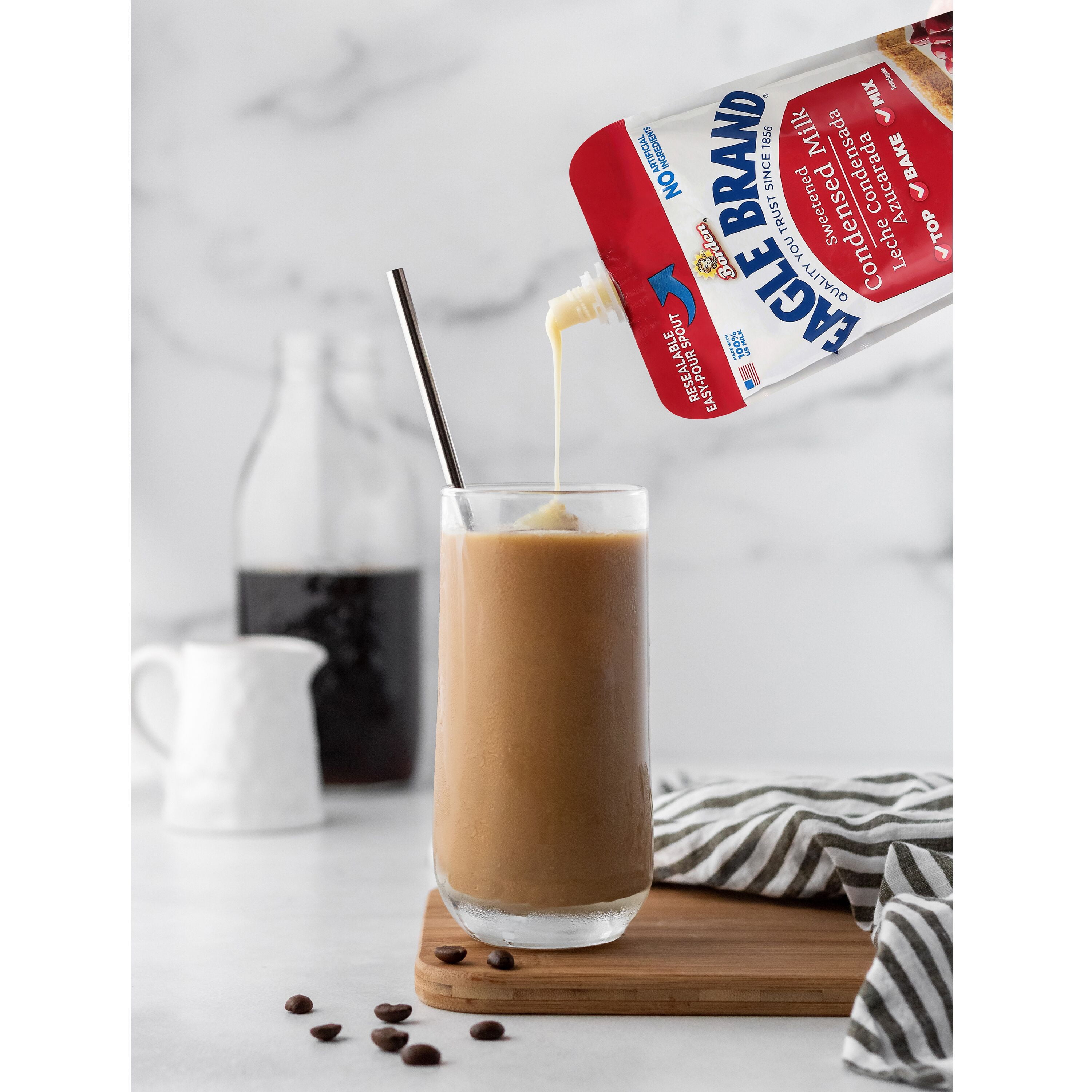 (3 pack) Eagle Brand Sweetened Condensed Milk, 100% US Milk, Gluten Free, 14 oz Resealable Pouch