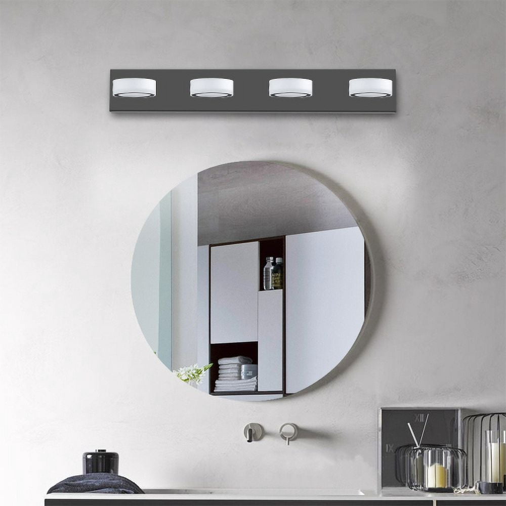 ACE-LIGHTS,Modern 4-Light Rotatable & Dimmable LED Vanity Light Fixture with Acrylic Shades,Energy-Efficient Bathroom Wall Sconce for Bathroom,Dressing Room,Mirror Cabinet,Living Room(Black）