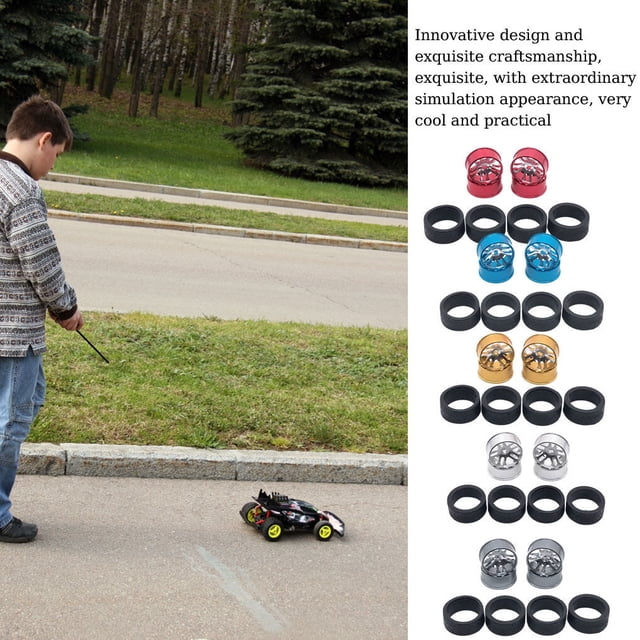 4 Pièces RC Voiture Dérive Pneus Roues de Véhicule Portable Accessoires Modifiés Jouets Automobiles Mise à Niveau Modifiée Remplacement pour WL Jouet K989 Argent