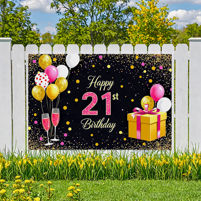21st Birthday Background Blank Happy 21th Birthday Party Backdrop