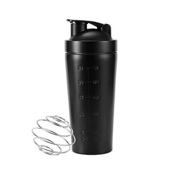 Batidora de proteínas Longziming de acero inoxidable de 750 ml, color negro.