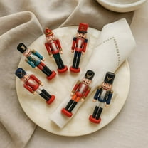Fennco Styles Assorted Nutcracker Napkin Rings, Set of 6 - Festive Wooden Soldier Napkin Holders for Christmas Table Décor and Winter Holidays