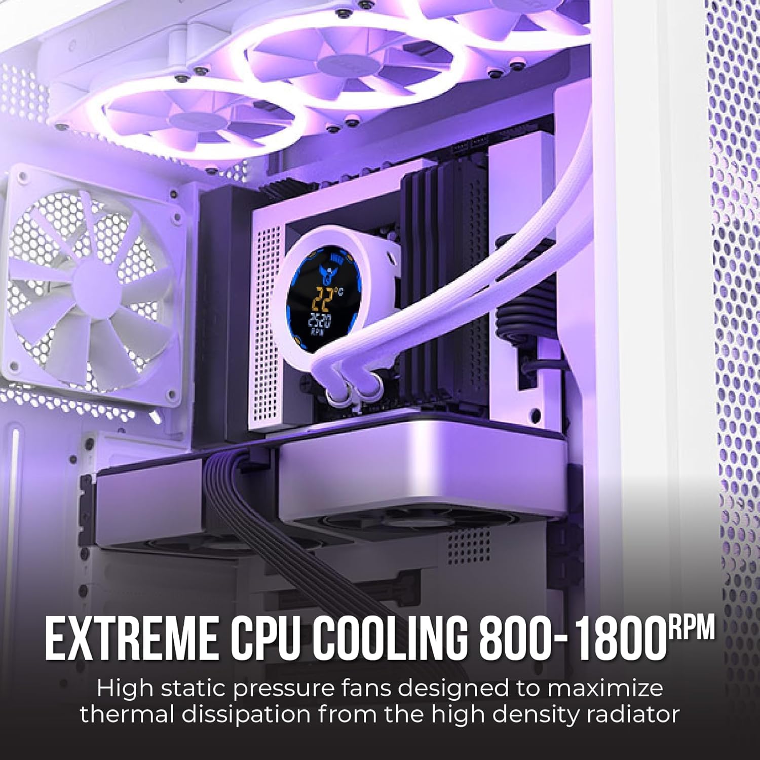 Osprey 240mm AIO CPU Cooler, Copper Radiator with 2400RPM Digital Display Pump, ARGB Fans, Leakproof Technology, PWM Control, CSM Utility App, Supports Intel LGA 1700/1200/115X & AMD AM5/AM4, White