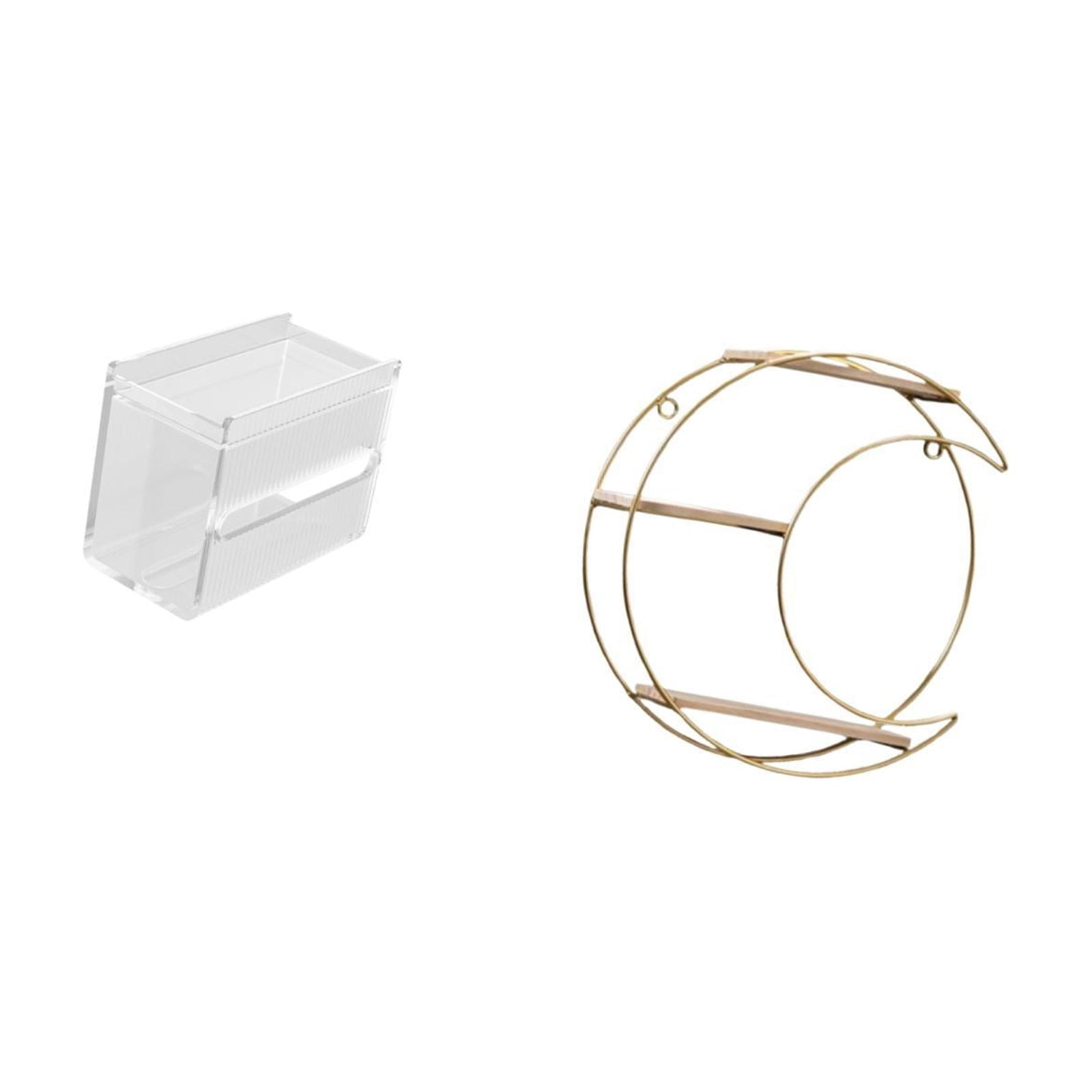 Fiocias Modern Acrylic Metal Wall Mounted Toilet Paper Holder And 3 Tier Shelf Space Saving Multifunctional Decorative Tissue Dispenser for Collectibles Troph