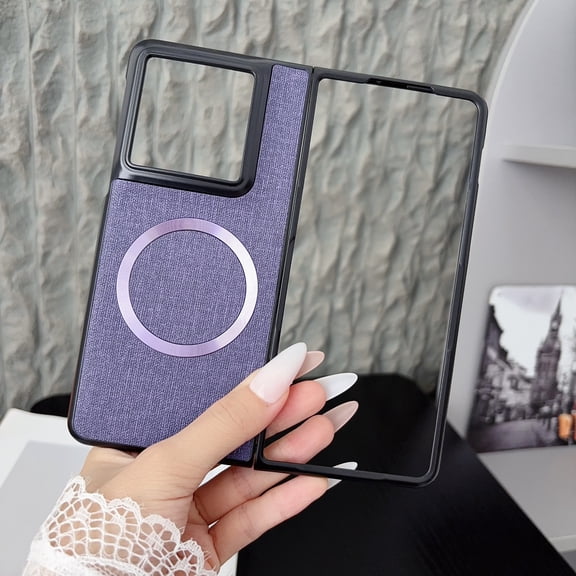 ELEHOLD Magnetic Case for Motorola Razr Fold (2026), Premium Fabric Texture Slim Shockproof Back Cover with Front Frame, Purple