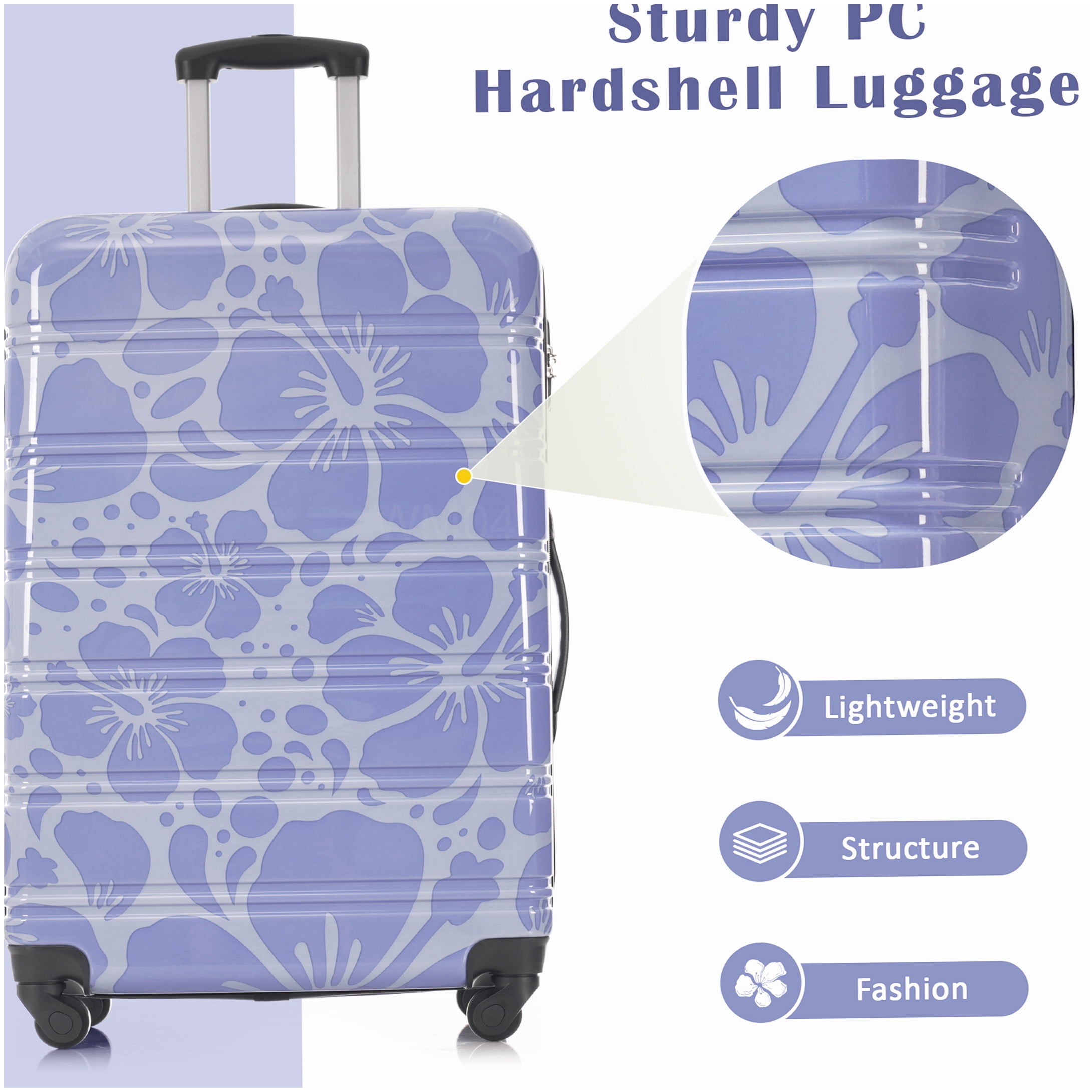TSA Lock Hardshell Suitcase Set 3-Piece, Lightweight ABS+PC Spinner Luggage in Blue