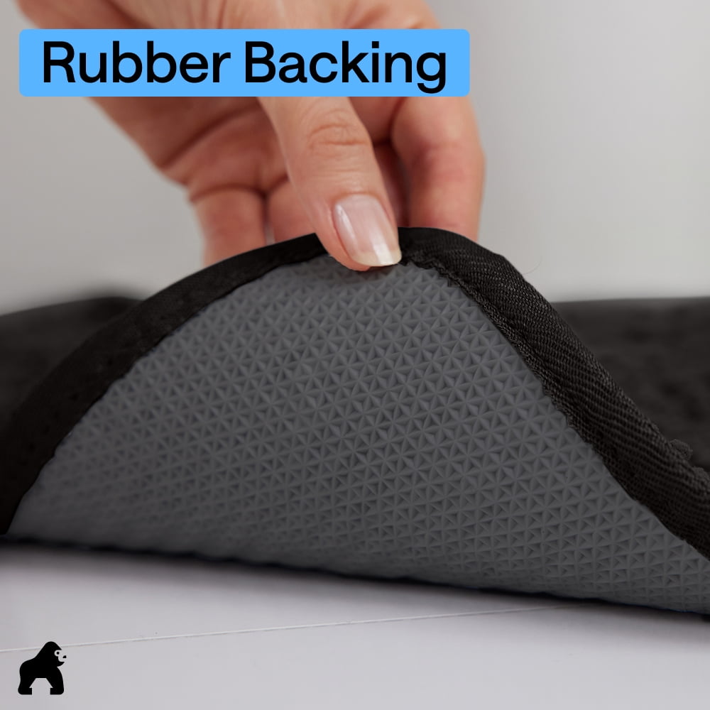 GORILLA GRIP Ultra Absorbent Grippy Doormat for Muddy Dog Paws, Machine Washable Soakstopper Rugs Cleaner Floors, Bed Mat for Dirty Dogs, Indoor Entrance Door Rug Pet Bed Mats 24x17 Black