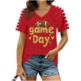 thumbnail image 2 of Mifsaly Football Shirt Women V-Neck Short Sleeve Game Day Shirts Glitter Letter Graphic Sport Pullover Team Fans Game Day Football Tee XXXL, 2 of 6