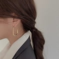 thumbnail image 3 of Alexcraft Teardrop Hoop Earrings for Women - 14k Gold Plated Large Oval Pull Through Hoop Earrings Lightweight Jewelry Gift for Women Teen, 3 of 7