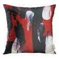 thumbnail image 1 of BOSDECO Housse de Coussin Moderne Abstraction Rouge Noir et Blanc 16x16 Pouces, 1 of 1