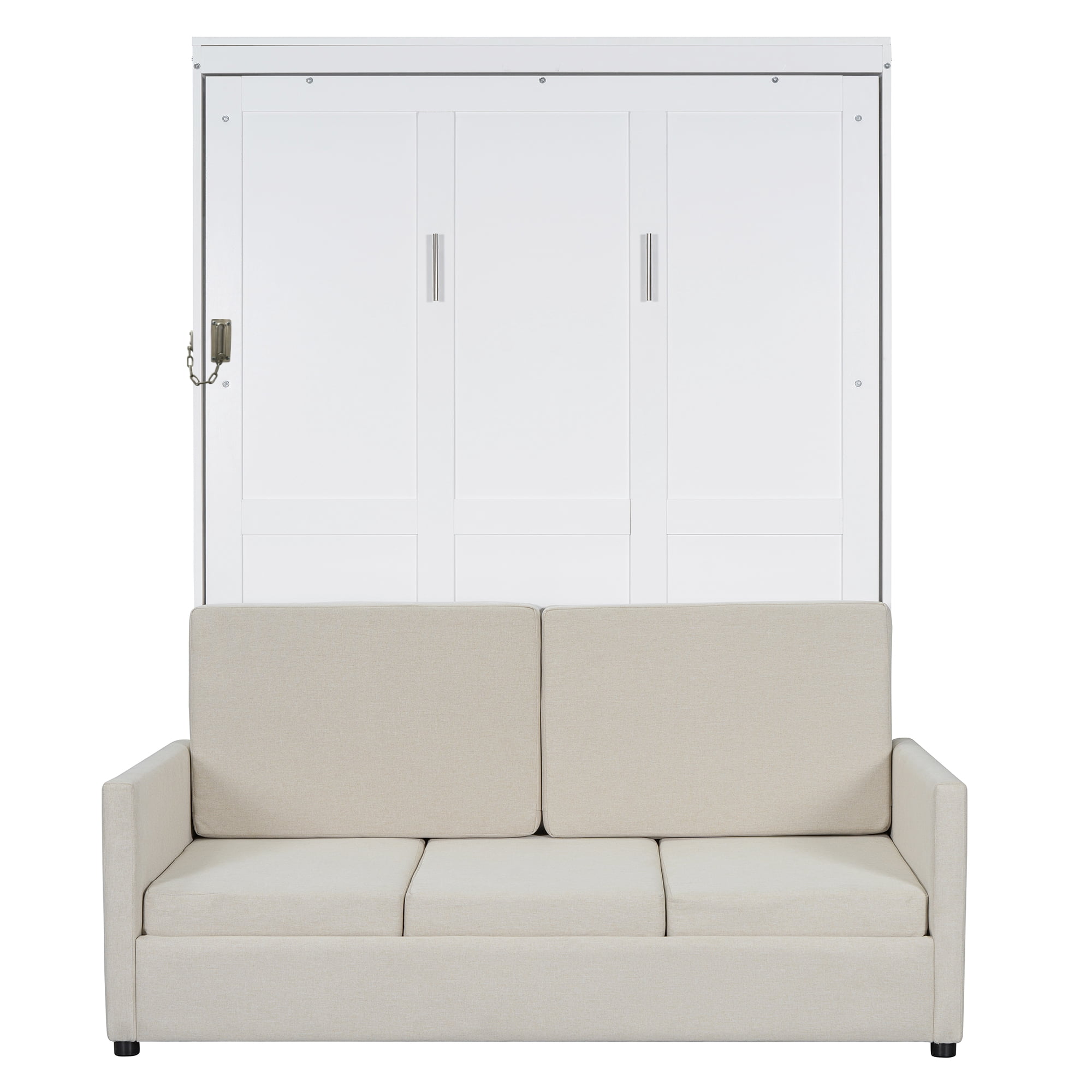 Mintazer Full Murphy Bed with Sofa, Modern Foldable Wall Bed for Bedroom Apartment Guest Room, White
